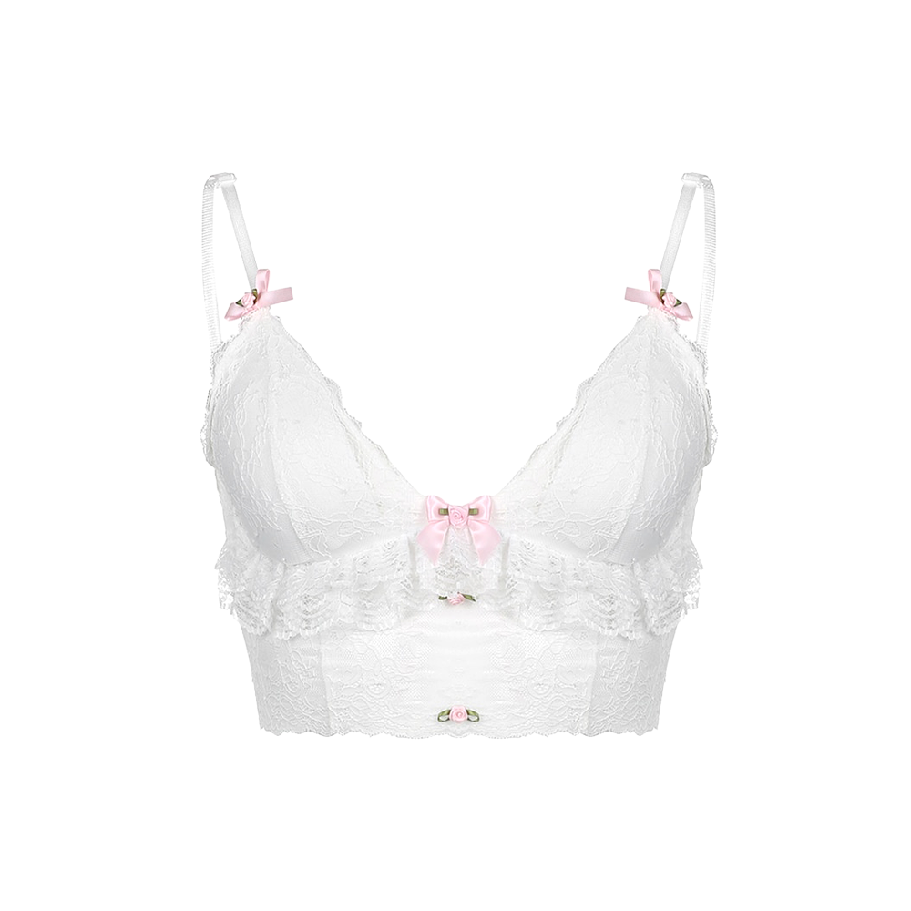 Dollette Lace Top Pink Ribbons