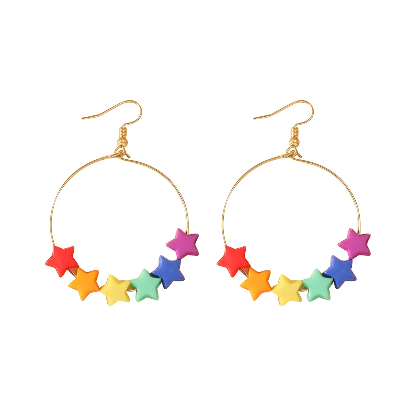 Rainbow Stars Hoop Earrings