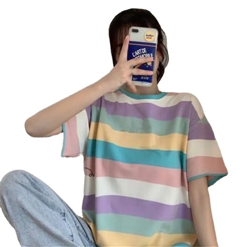 Korean Streetwear Striped T-Shirt