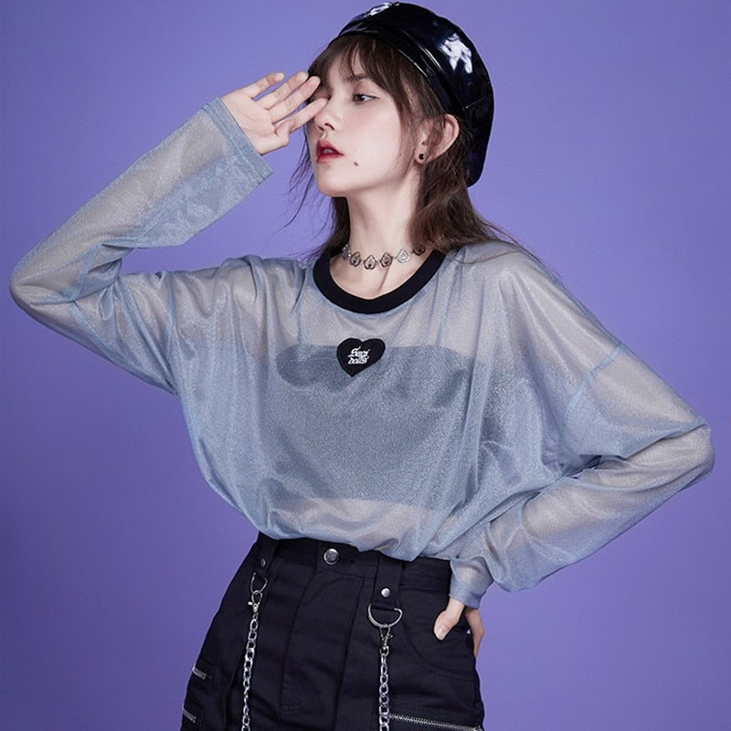 Webcore Y2K Oversized Mesh Top
