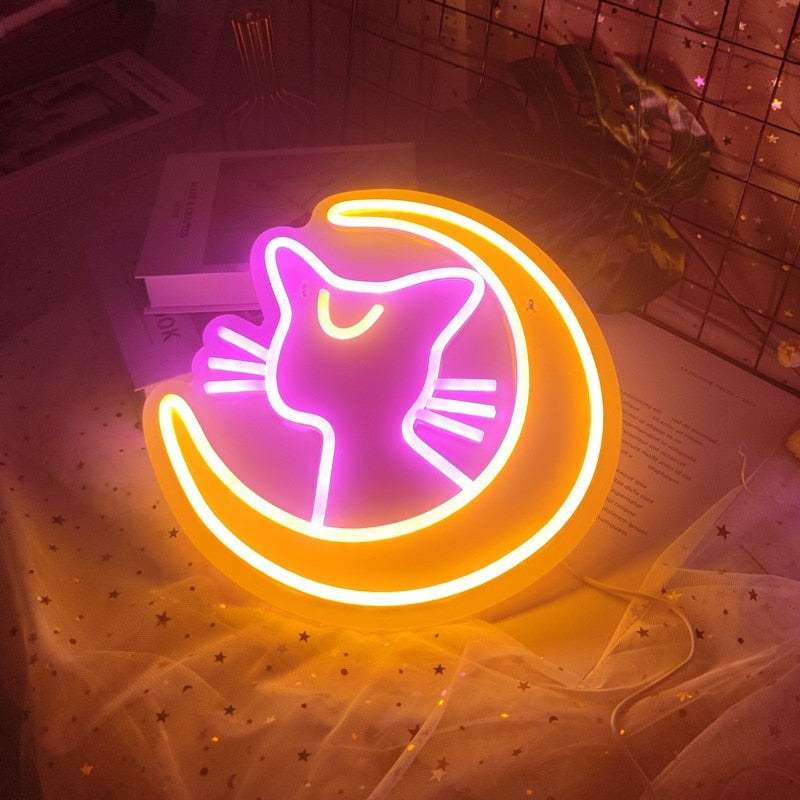 Sailor Moon Luna Neon Sign Pink