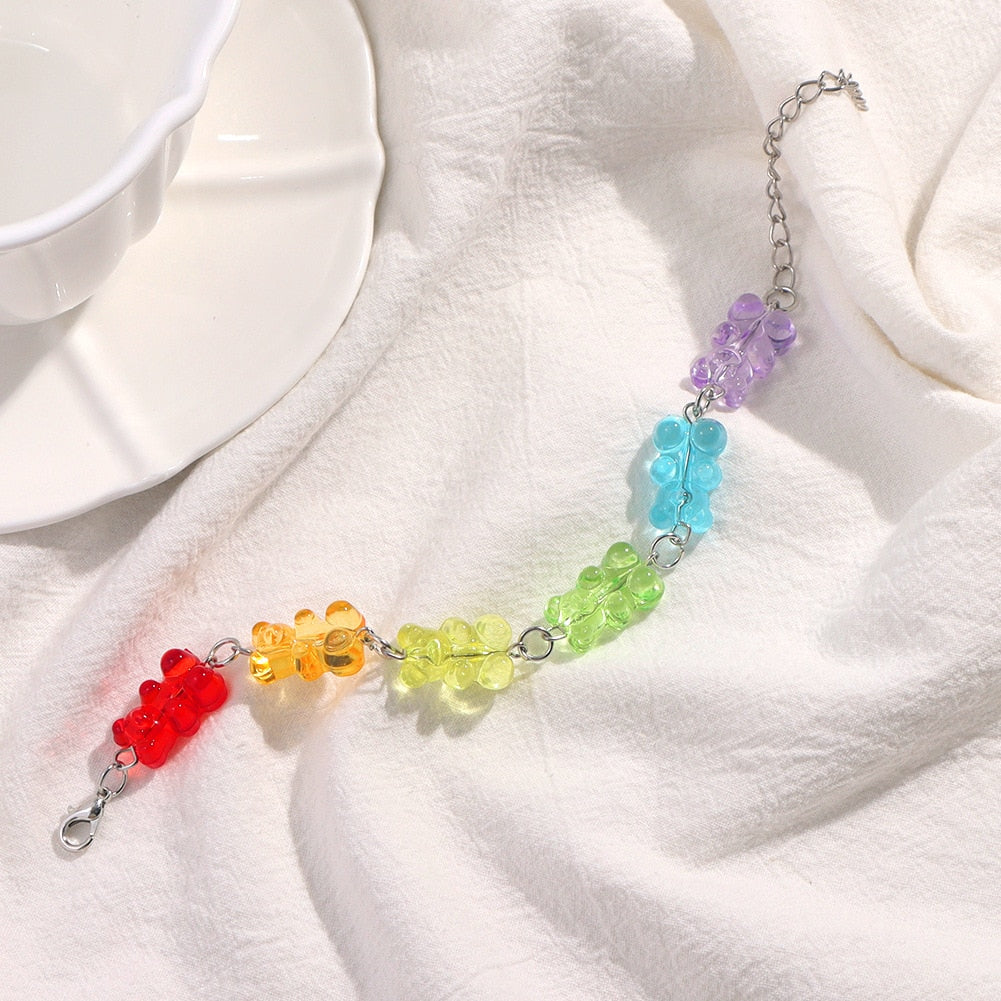 Rainbow Gummy Bear Candy Bracelet