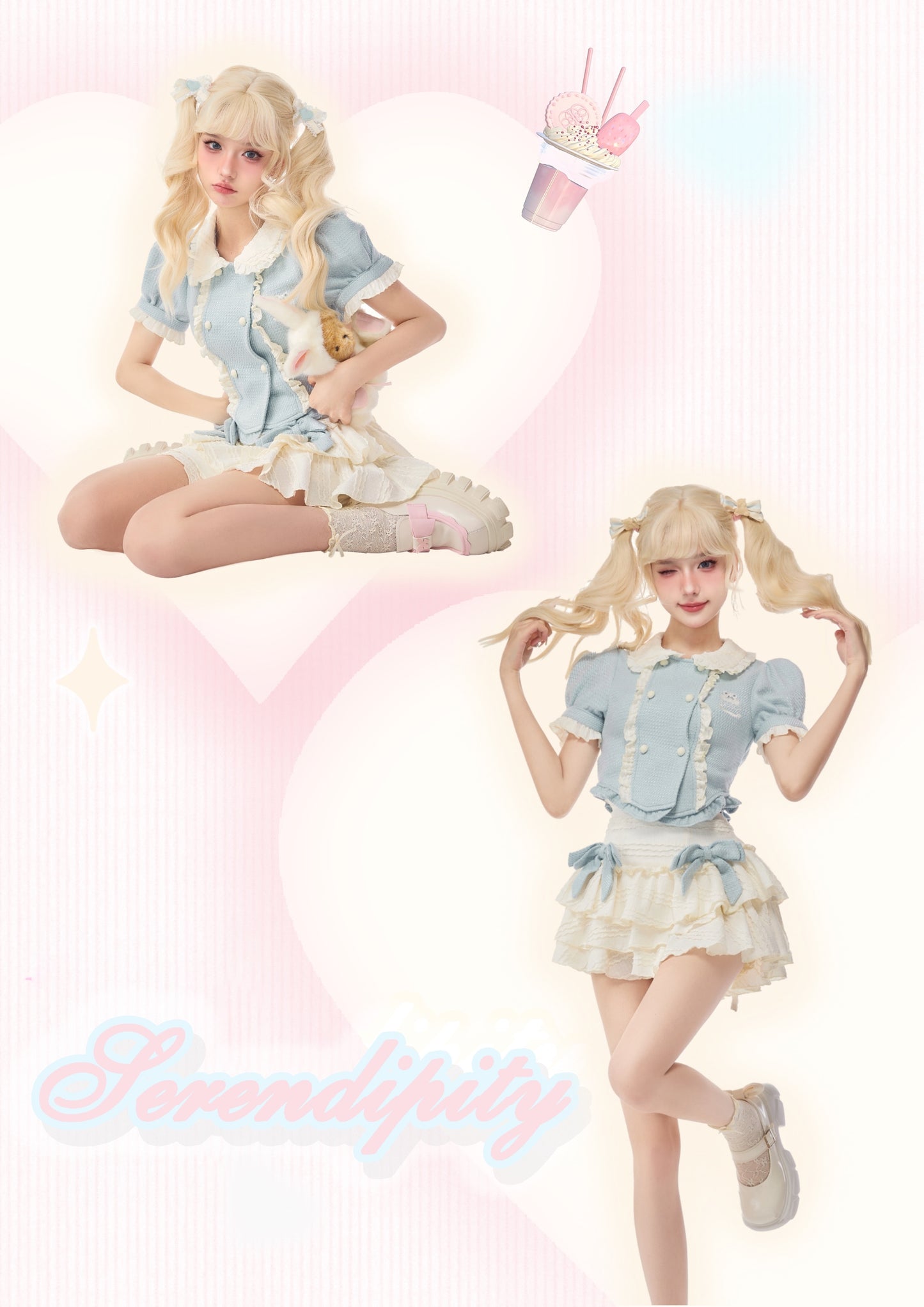 Baby Blue Dollette Skirt Matching Set