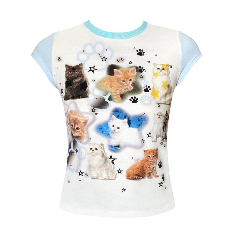 Cute Cats Aesthetic Crop Tee