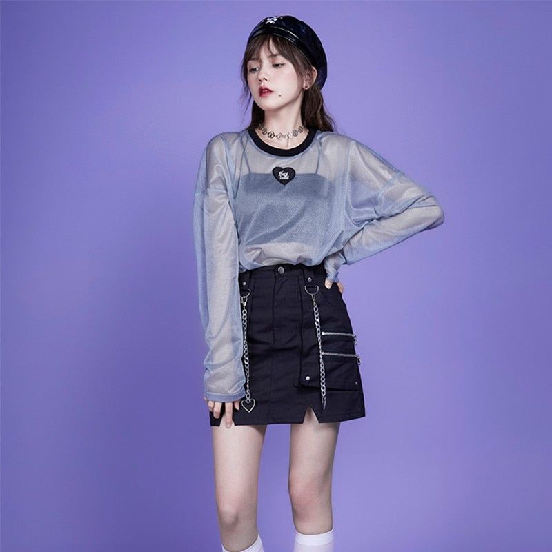 Webcore Y2K Oversized Mesh Top