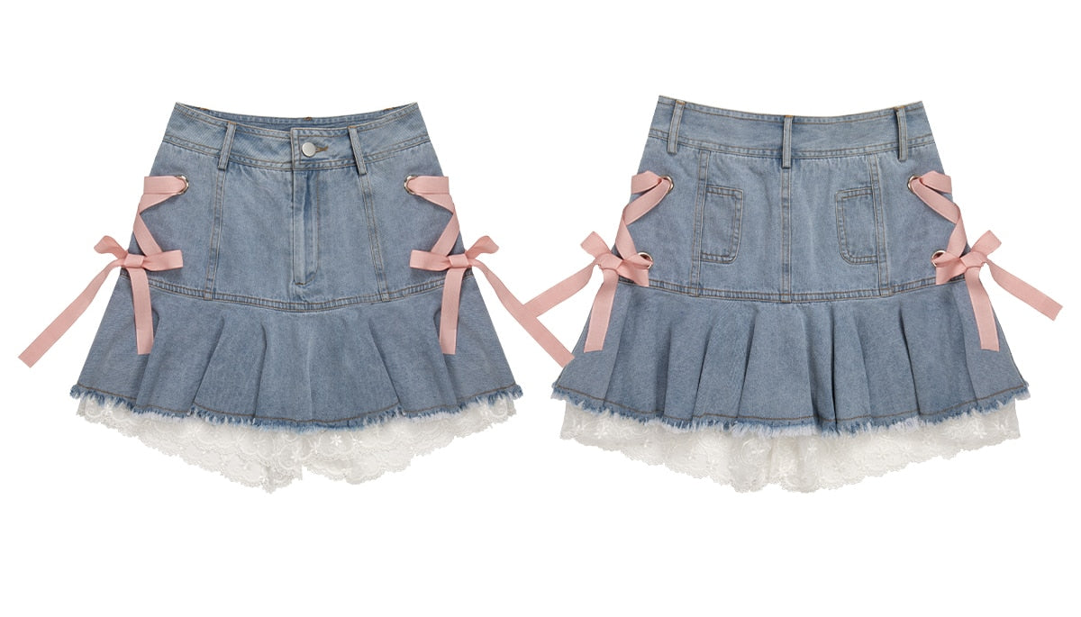 Coquette Doll Korean Denim Skirt