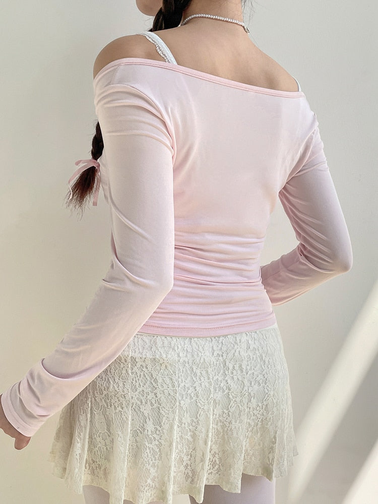 Sweet Girl Lace-up Long Sleeve Top