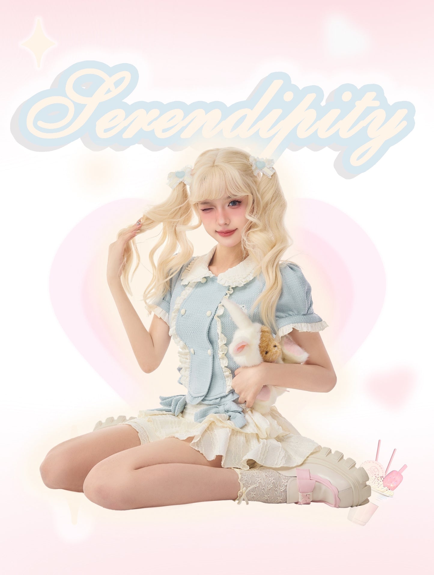 Baby Blue Dollette Skirt Matching Set