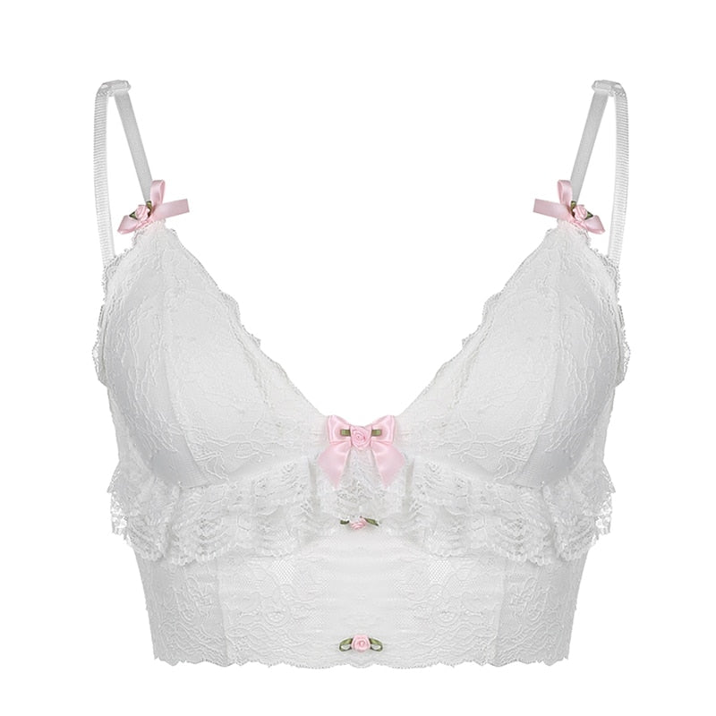 Dollette Lace Top Pink Ribbons