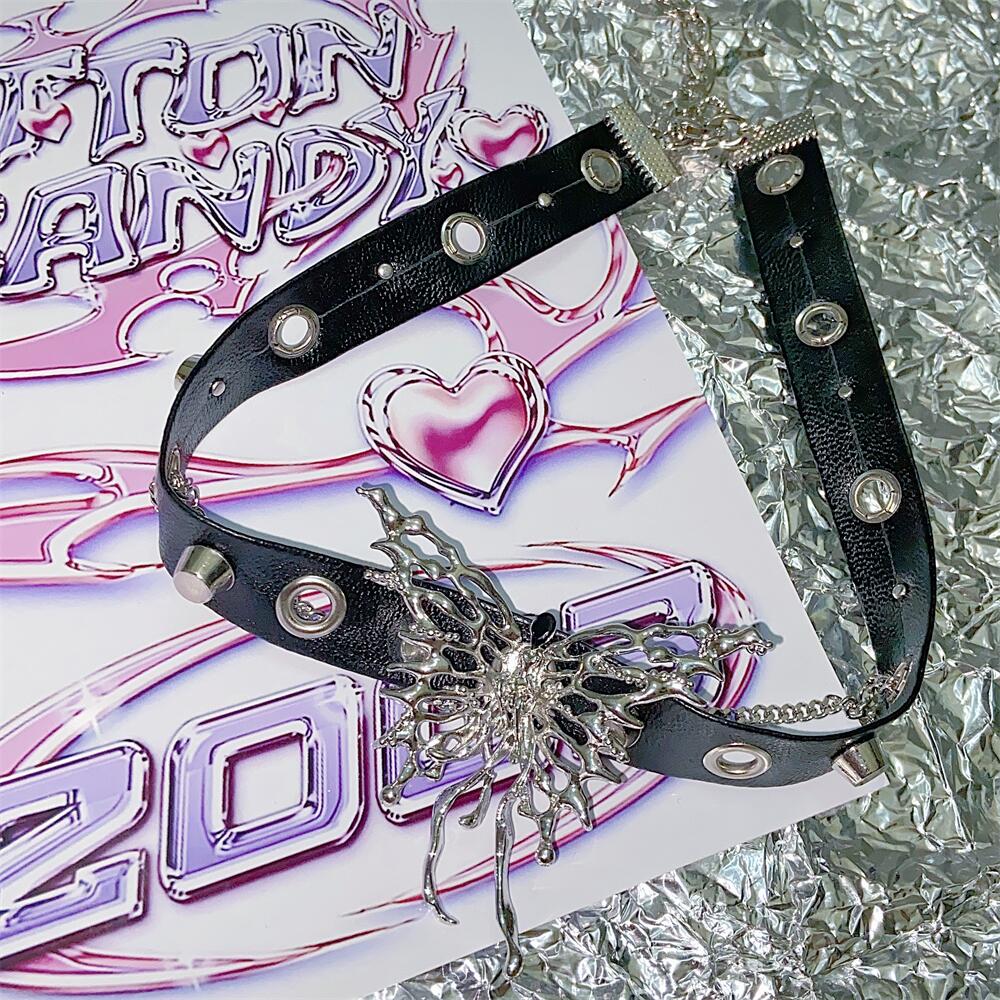 Webcore Y2K Dark Grunge Butterfly Choker