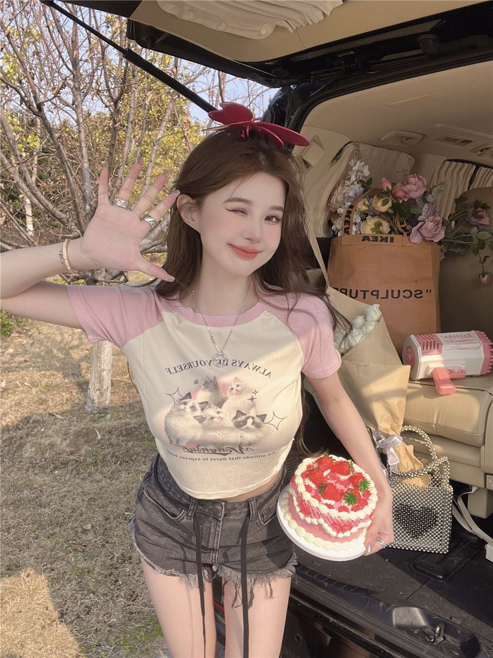 Cute Cat Baseball T-Shirt