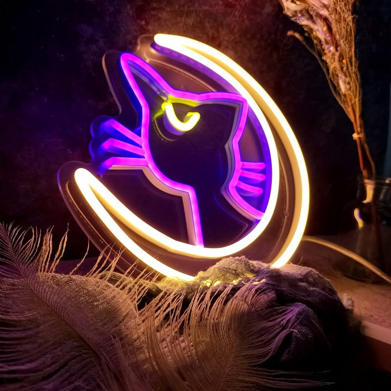 Sailor Moon Luna Neon Sign Pink