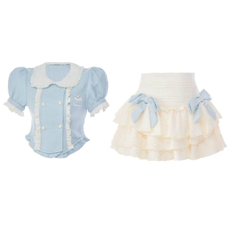 Baby Blue Dollette Skirt Matching Set