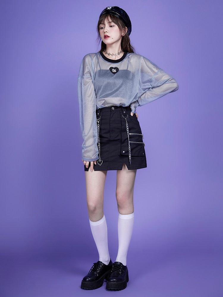 Webcore Y2K Oversized Mesh Top