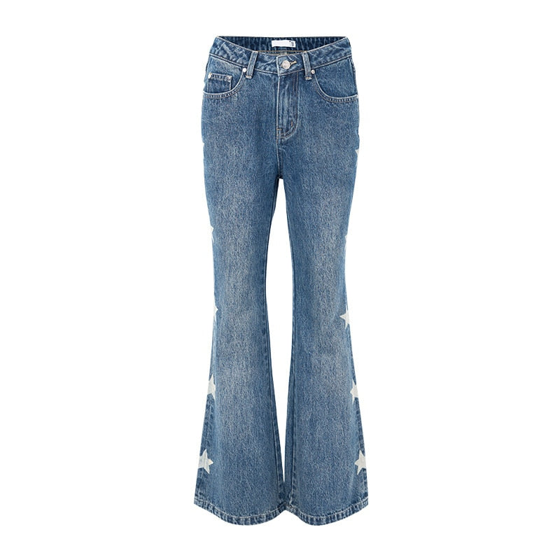 Y2K Retro Star Denim Flare Pants
