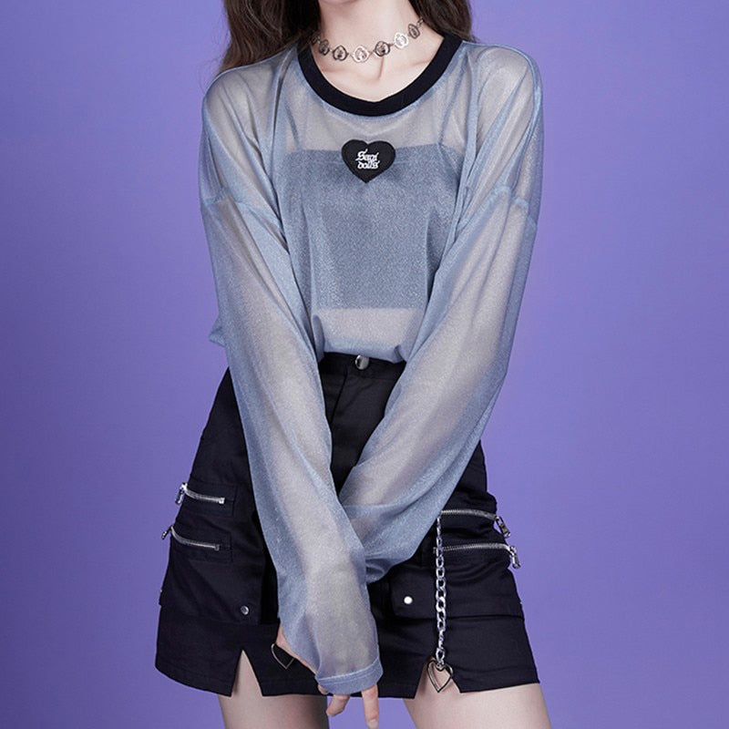Webcore Y2K Oversized Mesh Top