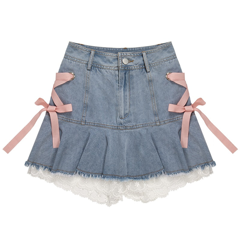Coquette Doll Korean Denim Skirt – Aesthetics Boutique