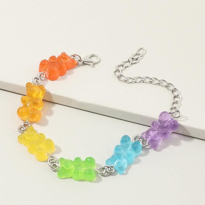 Rainbow Gummy Bear Candy Bracelet
