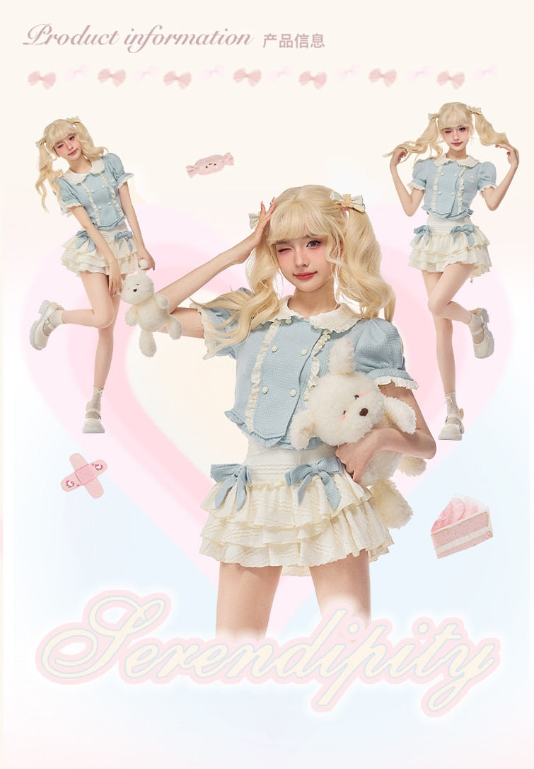 Baby Blue Dollette Skirt Matching Set