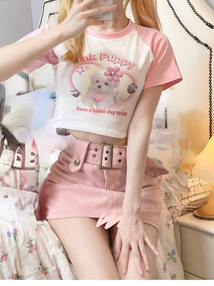 Lovely Dog Crop Top T-shirt