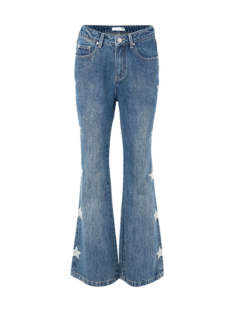 Y2K Retro Star Denim Flare Pants