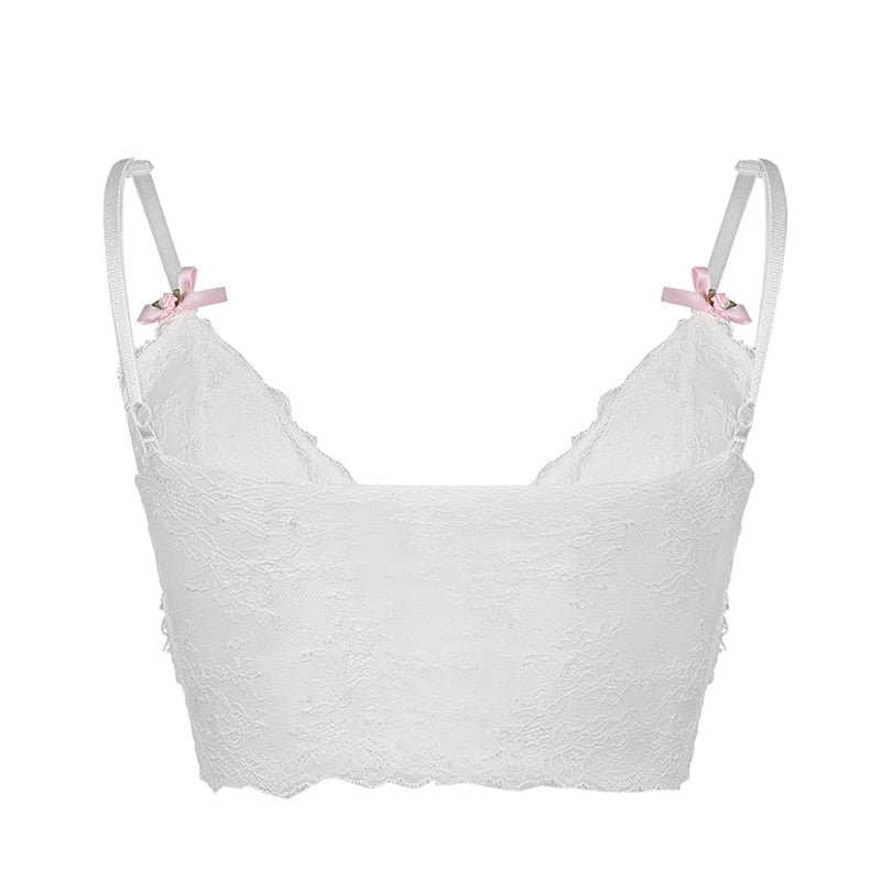 Dollette Lace Top Pink Ribbons