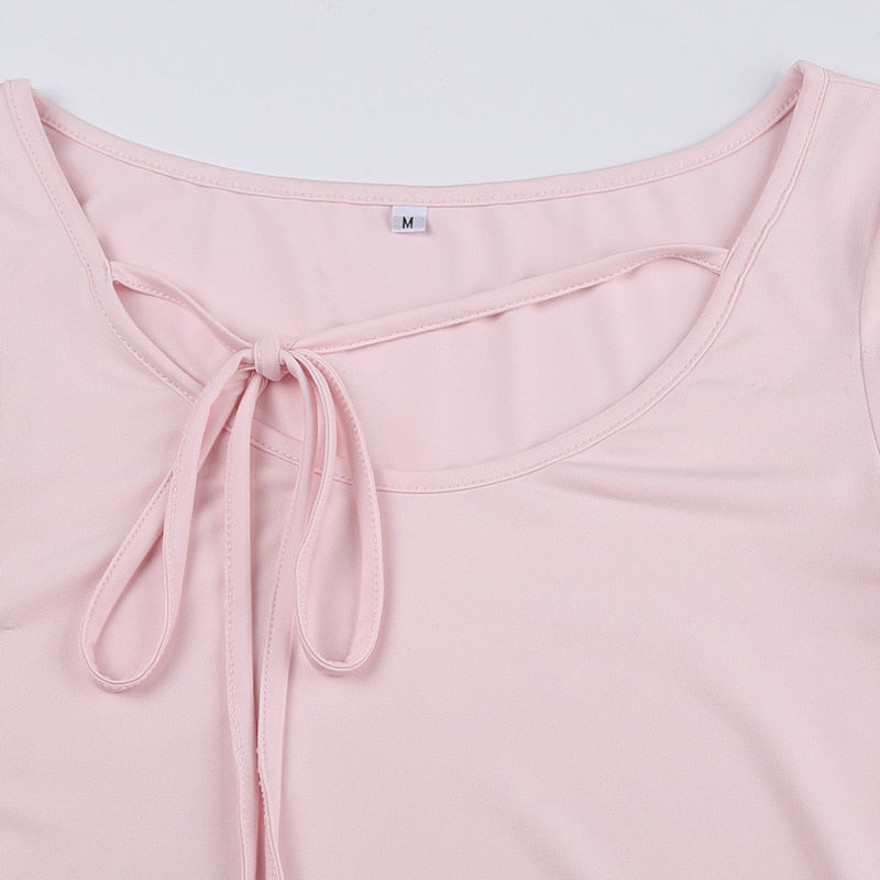 Sweet Girl Lace-up Long Sleeve Top