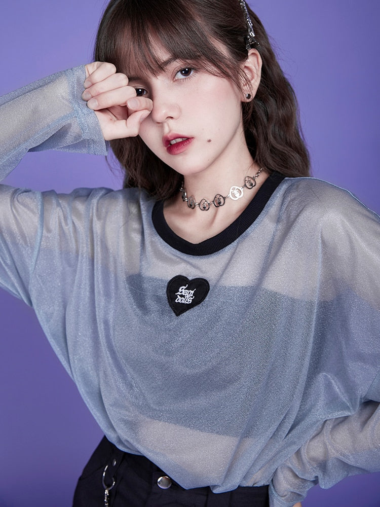 Webcore Y2K Oversized Mesh Top