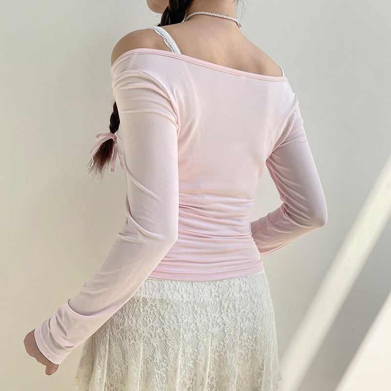 Sweet Girl Lace-up Long Sleeve Top