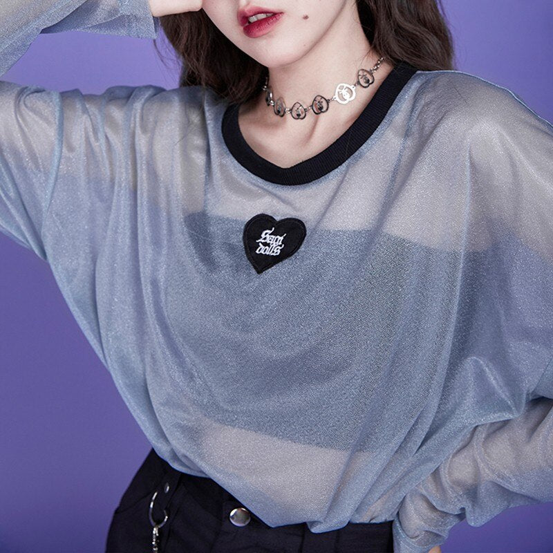 Webcore Y2K Oversized Mesh Top