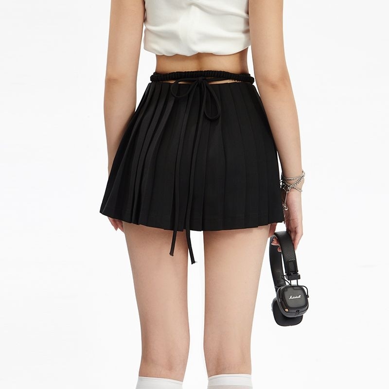 Fairy Grunge Lace-up Double Zipper Mini Skirt