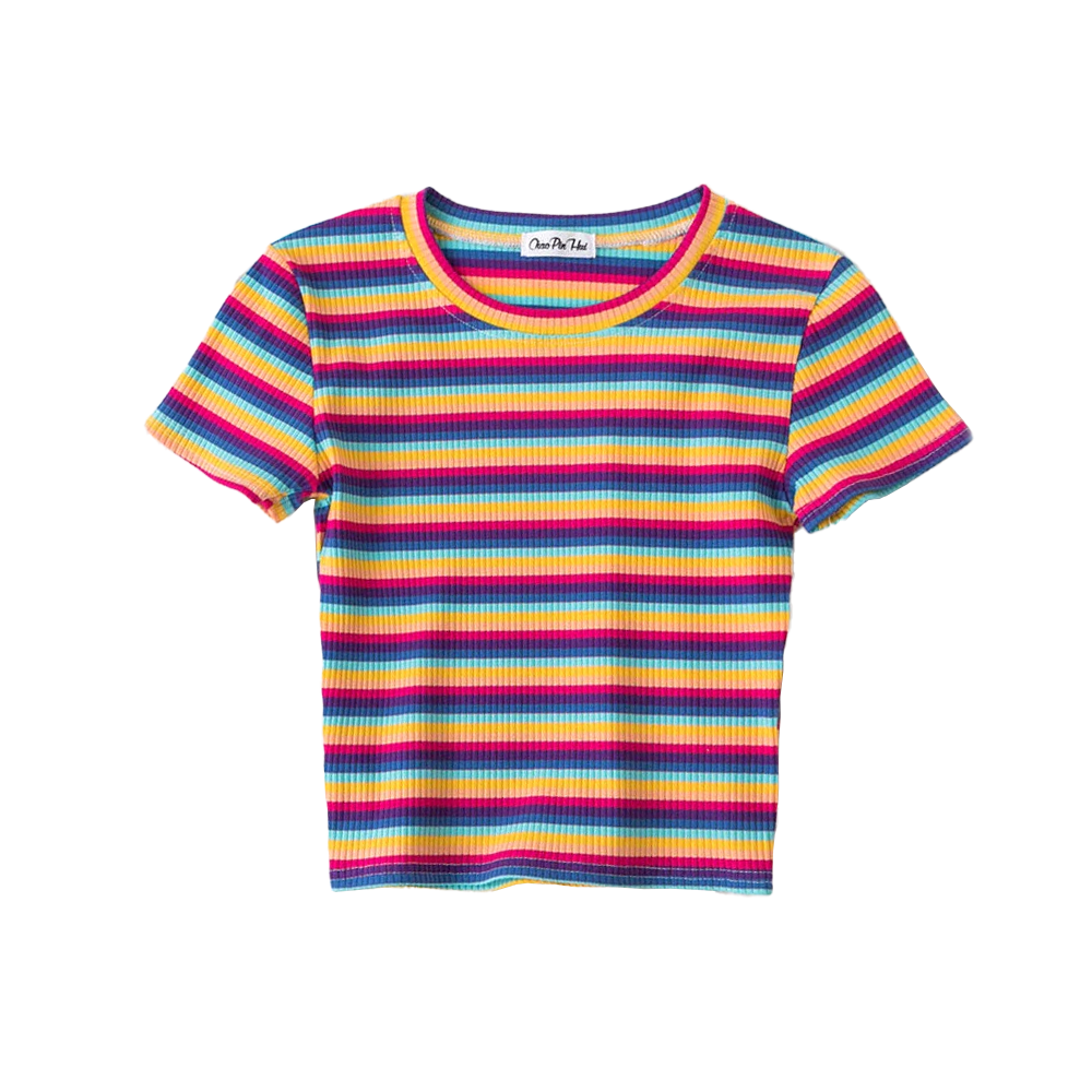 Striped Crop T-Shirt Bright Rainbow