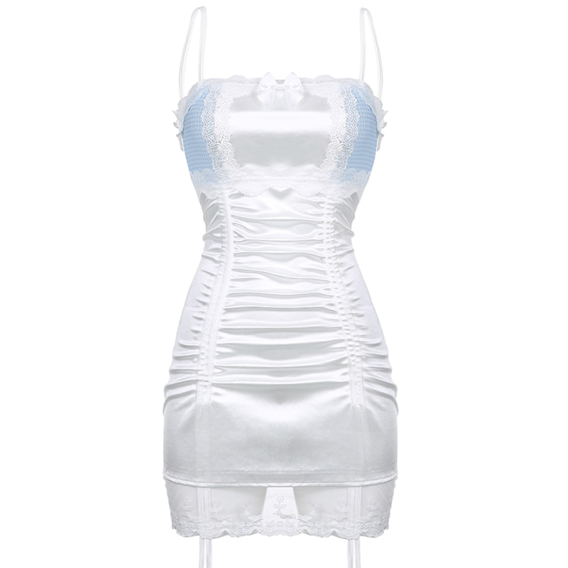 Dollette Lace Frill Mini Dress - White