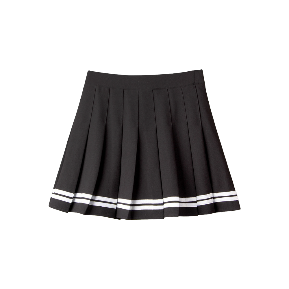 Dark Academia Preppy Mini Pleated Skirt Black