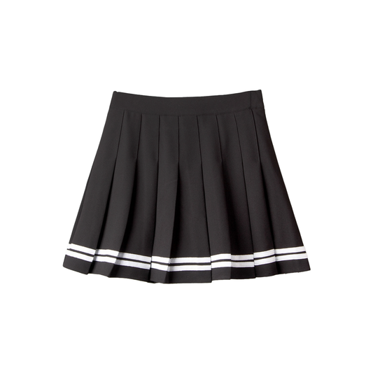 Dark Academia Preppy Mini Pleated Skirt Black