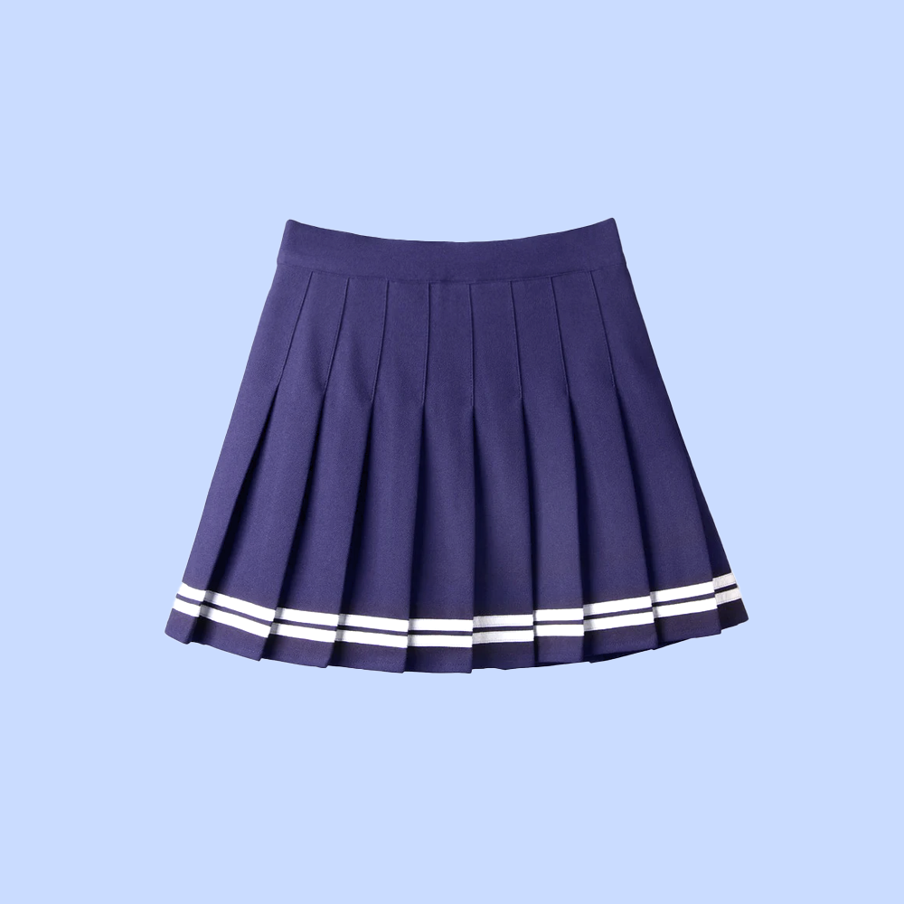 Preppy Sailor Skirt - Navy Blue High-Waist Mini Skirt