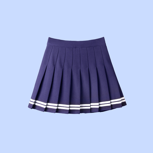 Preppy Sailor Skirt - Navy Blue High-Waist Mini Skirt