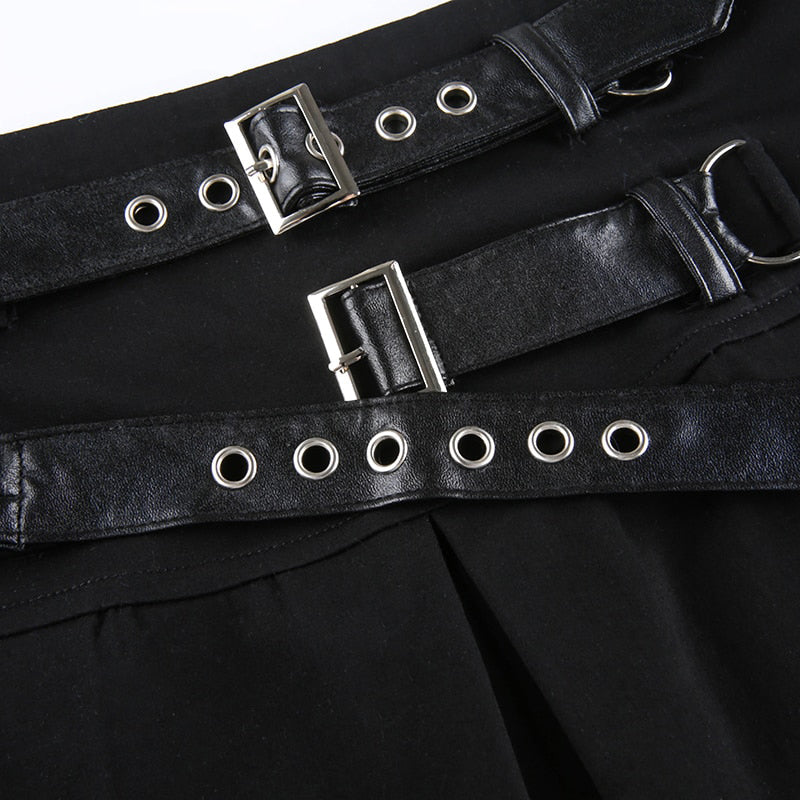 Dark Grunge Pleated Mini Skirt 2 Straps