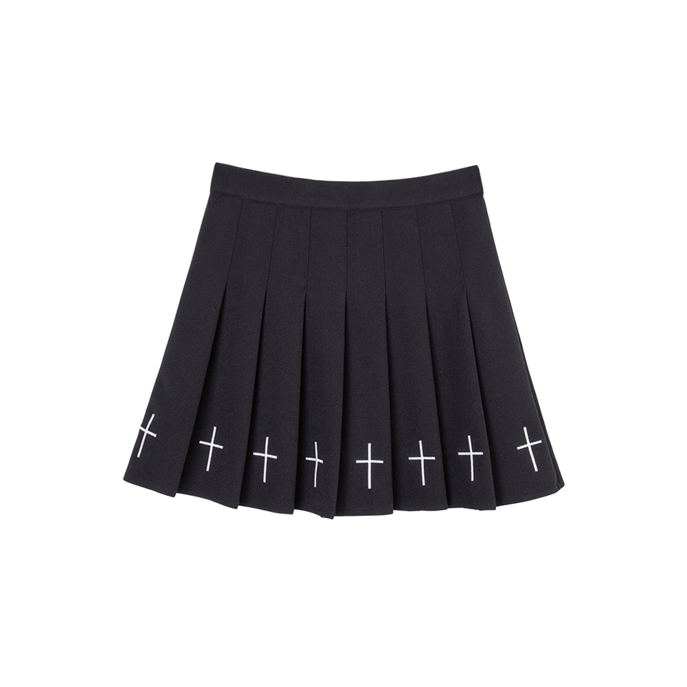 Aesthetic Clothes Dark Grunge Skirt - Gothic Cross Pleated Mini Skirt –  Aesthetics Boutique