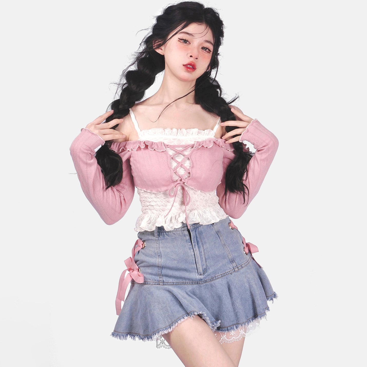 Coquette Doll Korean Denim Skirt