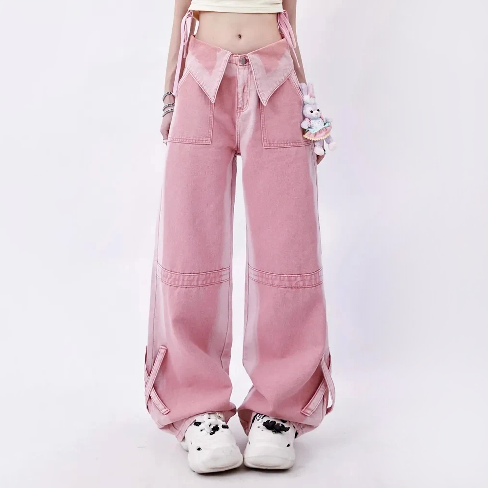 Aesthetic Y2K Indie Girl Heart Baggy Jeans Wide Pants for Women –  Aesthetics Boutique