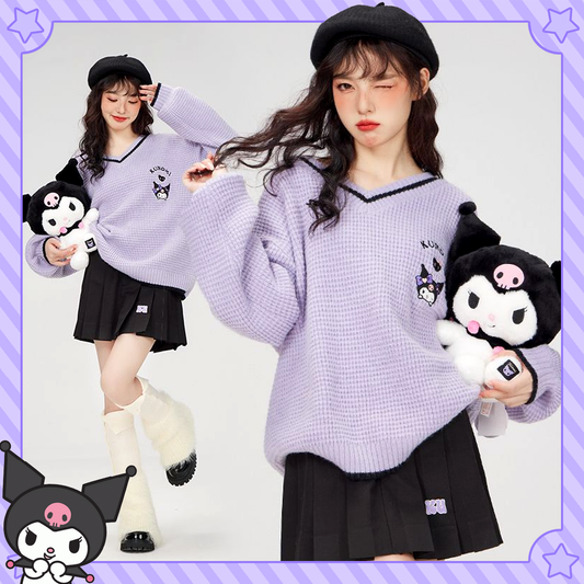 Kawaii Kuromi V-Neck Sweater