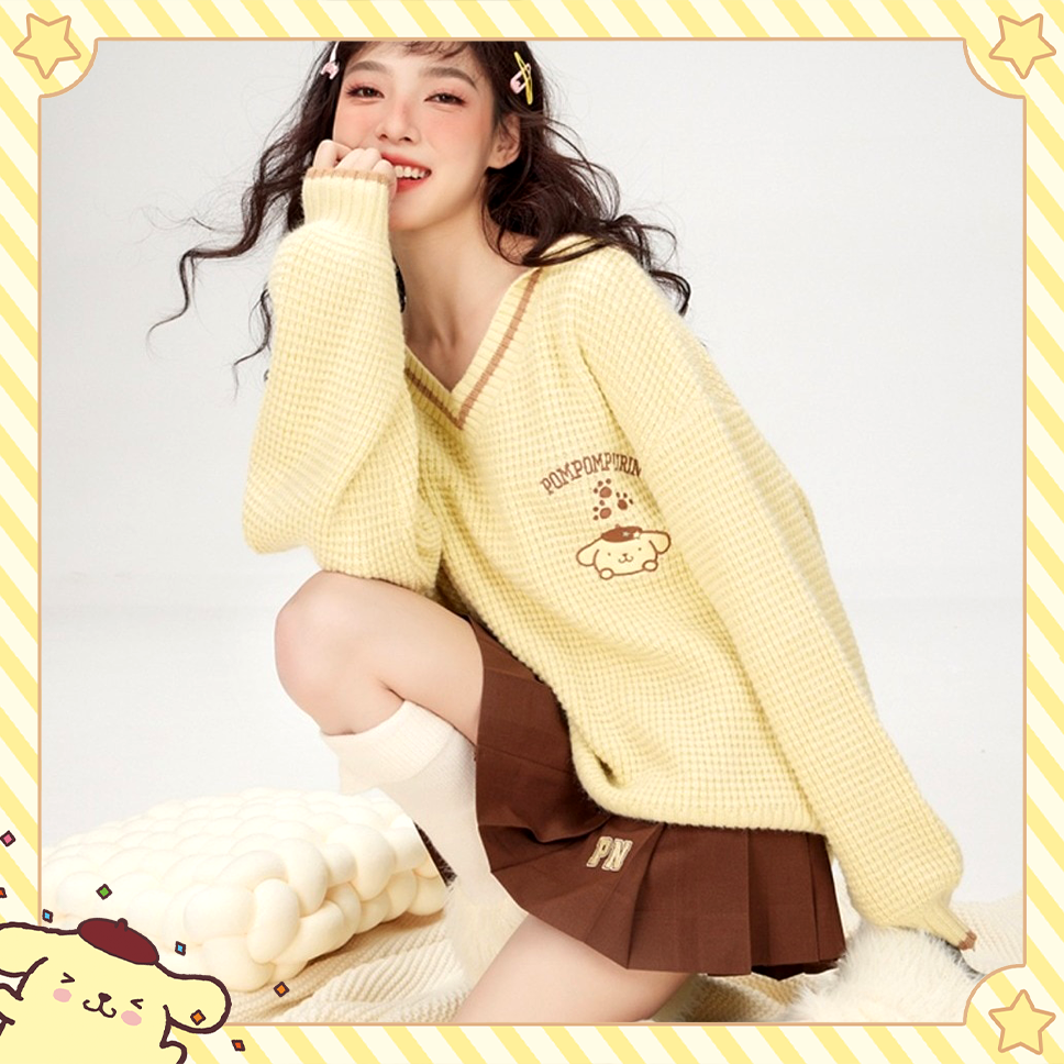 Kawaii Pompompurin V-Neck Sweater