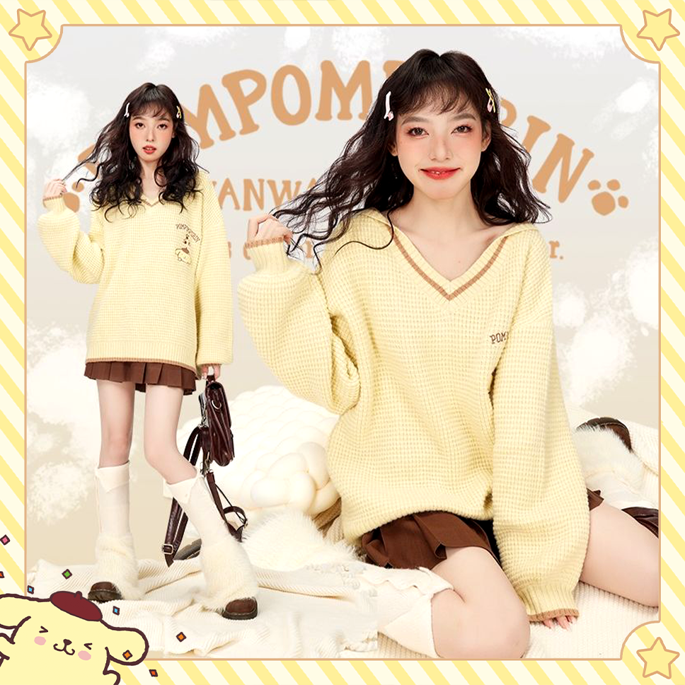 Kawaii Pompompurin V-Neck Sweater