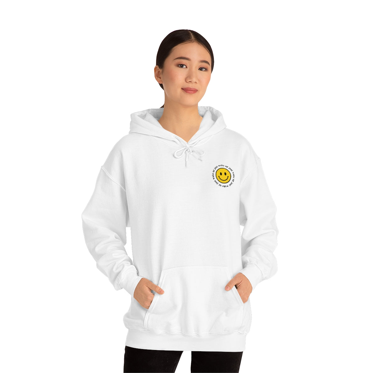 Y2K Smiley Just Woke Up Hoodie Sweatshirt