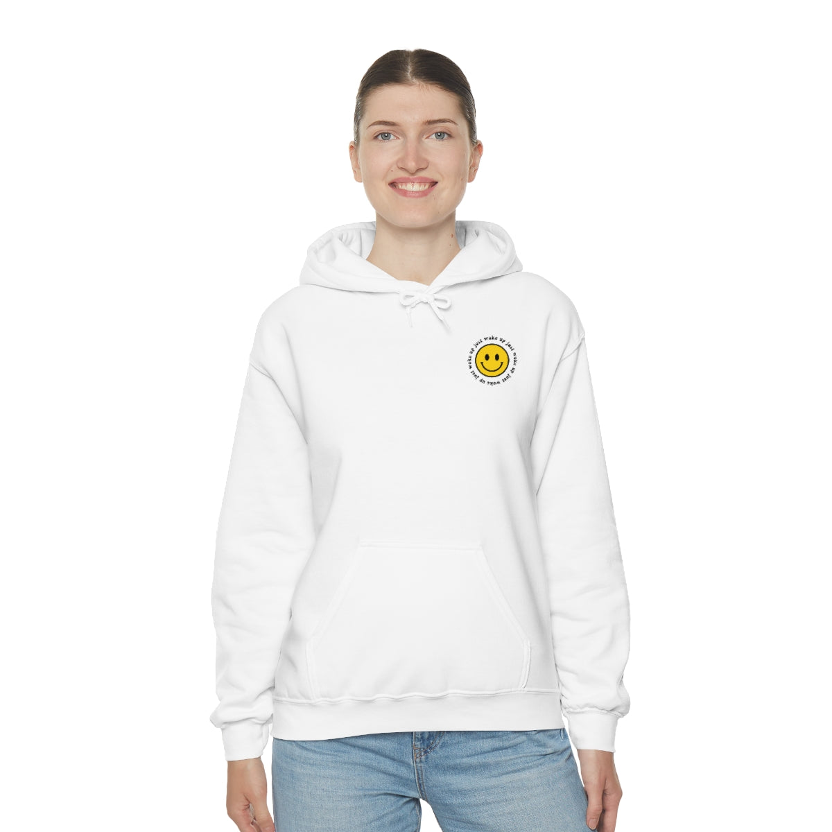 Y2K Smiley Just Woke Up Hoodie Sweatshirt