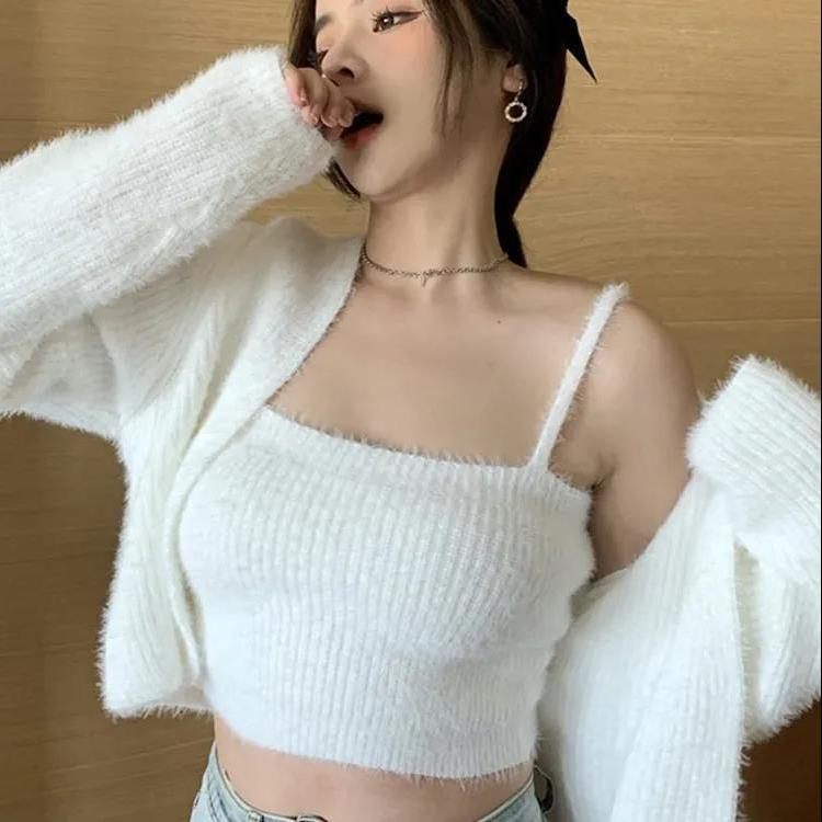 Soft Girl Cardigan Camisole Sweater Set
