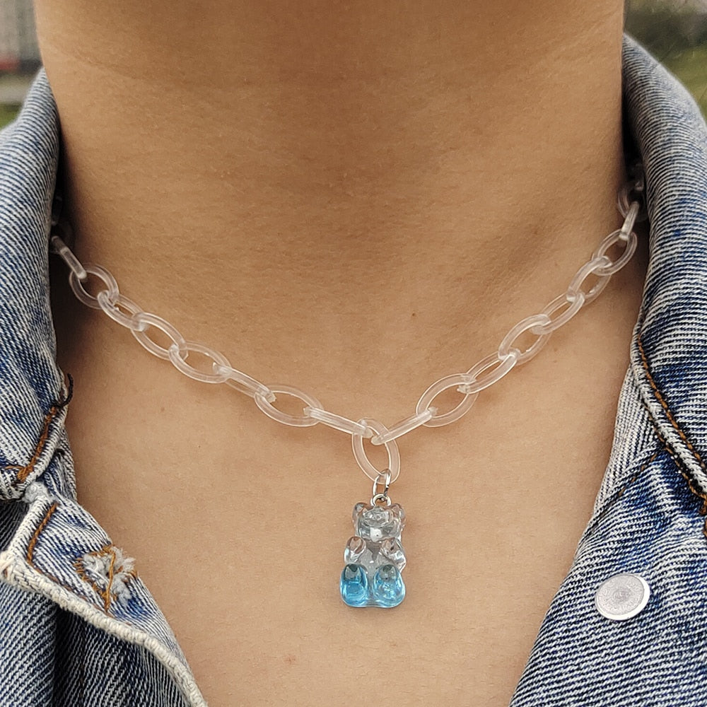 Egirl Kawaii Gummy Bear Acrylic Necklace