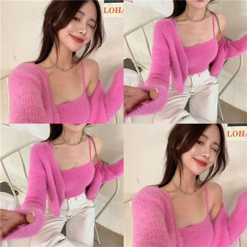 Soft Girl Cardigan Camisole Sweater Set