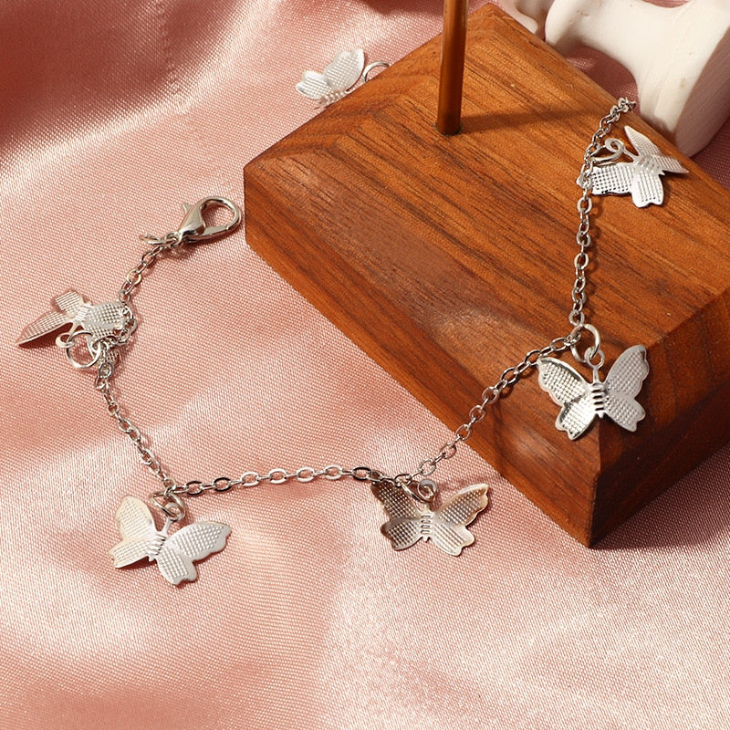 Soft Girl Aesthetic Silver Butterfly Bracelet